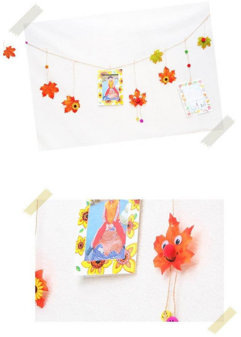 가을 계절표현 낙엽 단풍잎 입체장식 마끈 가랜드만들기 5p 키즈 어린이교구 DIY, 1개