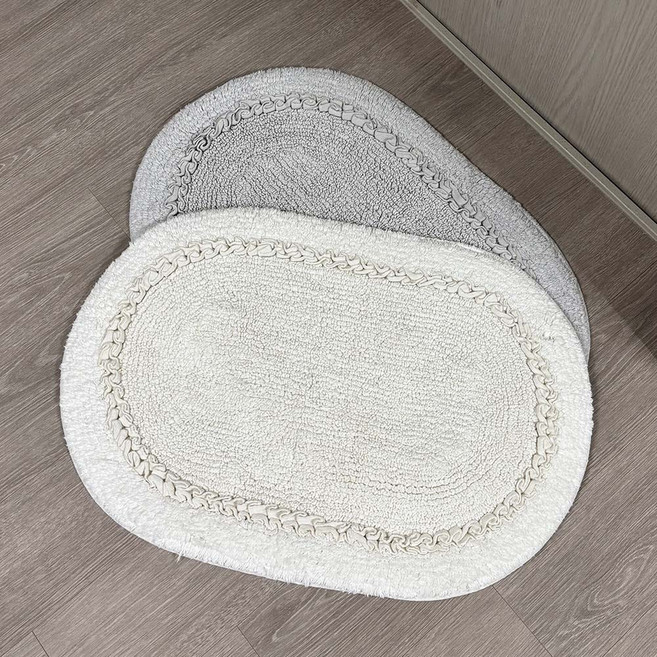 순면 발매트 타원 레이스 화장실 욕실 발매트, 그레이