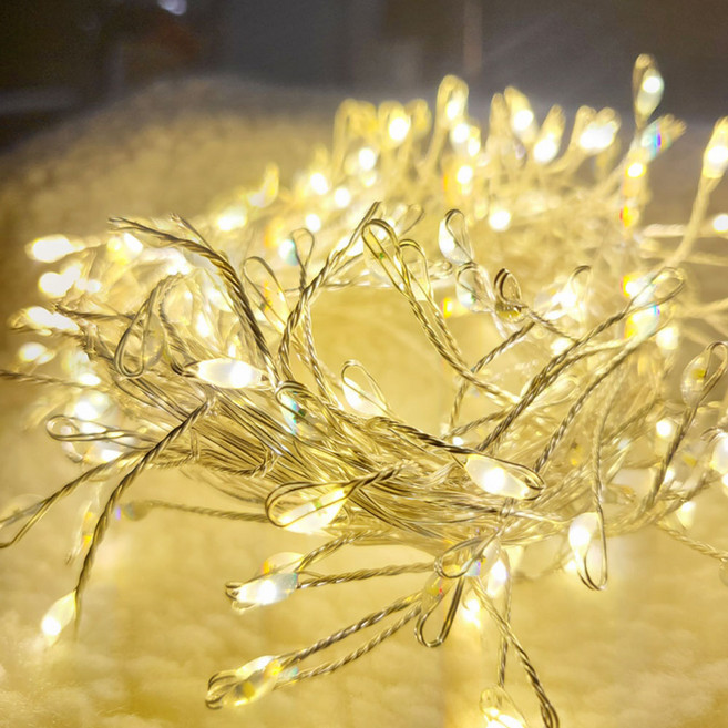 아리조명 LED 미리내 와이어 지네 전구 크리스마스 장식 줄 조명 6M 15M, 200구 (6M), 1개, 실버코팅_웜화이트