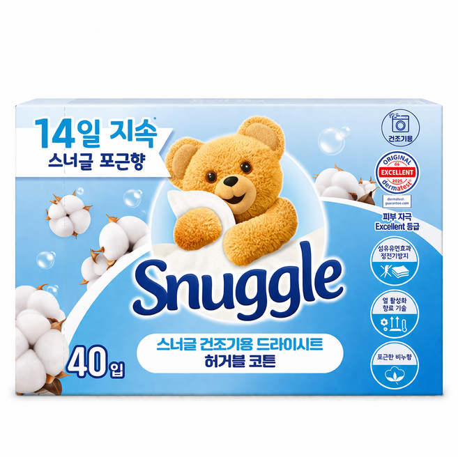 스너글 건조기용 드라이시트 허거블코튼, 40개입, 1개