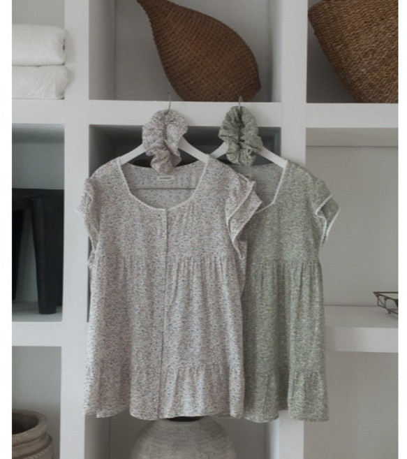 Juuneedu 碎花短袖睡衣套裝 睡裙 兩色兩款可選 居家舒適穿搭