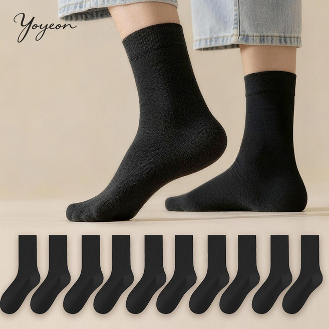 남성 여성 남여공용 땀흡수 냄새 방지 통기성 순면 무지 중목 양말 10켤레