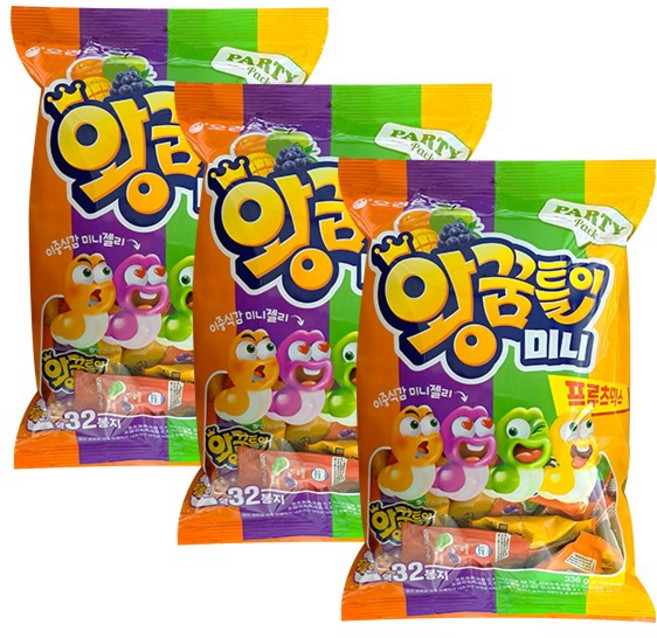[달콤진] 오리온 왕꿈틀이 미니 프루츠믹스, 3개, 336g