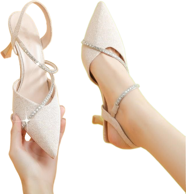 셀럽당5CM 힐 여름 뾰족코 샌들슬링백 큐빅 여성화