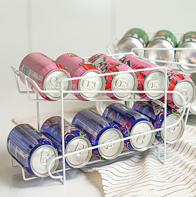 음료수 디스펜서 2단 캔음료 정리대 냉장고 보관 홀더 선반