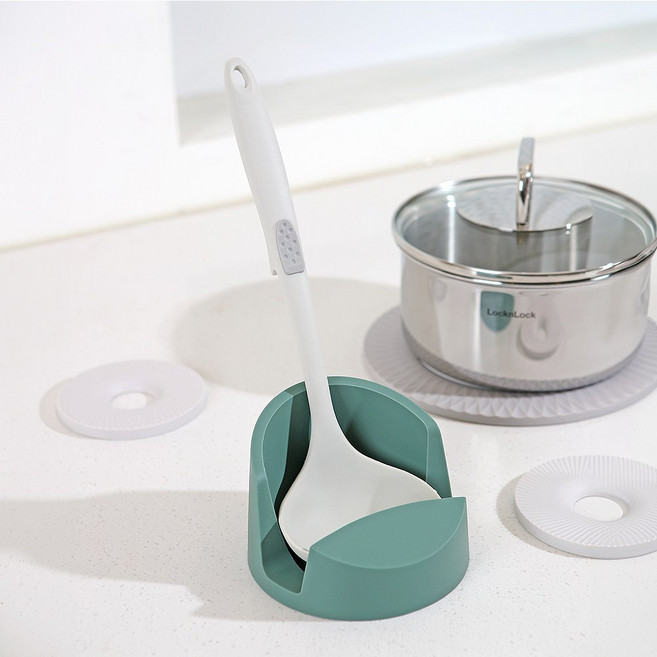 크린리빙 실리콘 국자 냄비뚜껑 조리도구 받침 거치대 2color, 1개, 포레스트