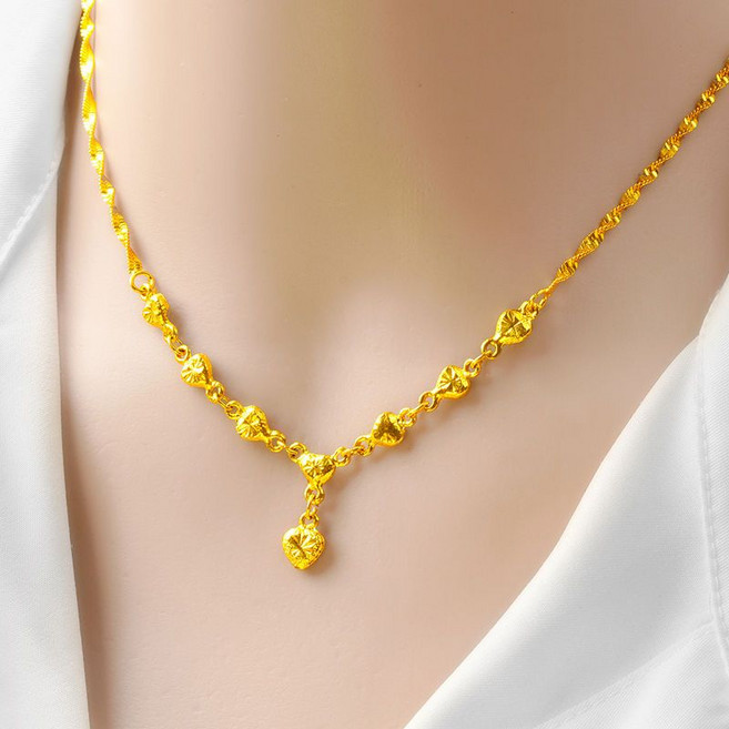 라오농 클래식 금도금 목걸이 여성용 금도금 펜던트 전송 구슬 목걸이 여성 생일 선물 6f95LL +11