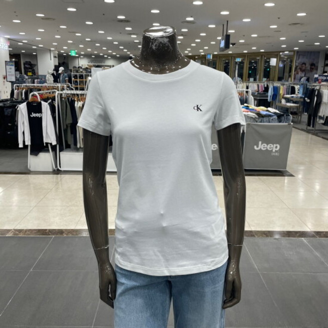 매장정품 캘빈클라인 패플 캘빈클라인여성 스몰로고 슬림핏 크루넥 반팔 티셔츠47AB804YAADG 1858237