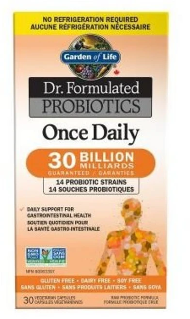 Garden of Life Dr. Formulated Probiotics 일일 1회 300억 CFU Shelf Stable 30 식물성 캡슐, 1개, 30정 - 쿠팡