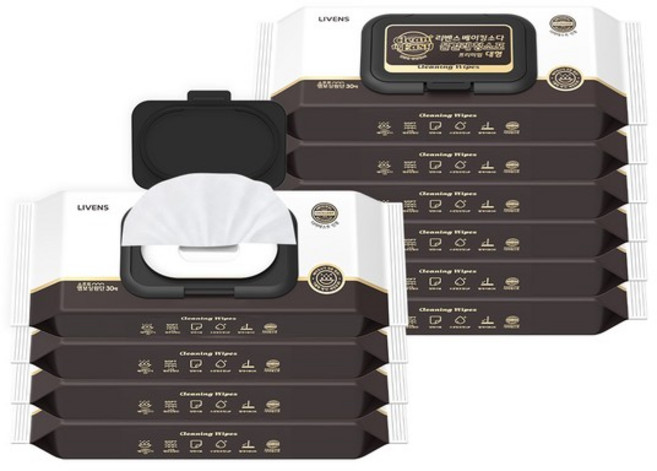 리벤스 파워클린 베이킹소다 캡형 물걸레 청소포(대형) 300매(30매*10팩), 단품