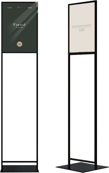 롱철재 스탠드 고급형 삽입형 A3 포스터스탠드 입구 입간판 POP 거치대, 1개, 블랙