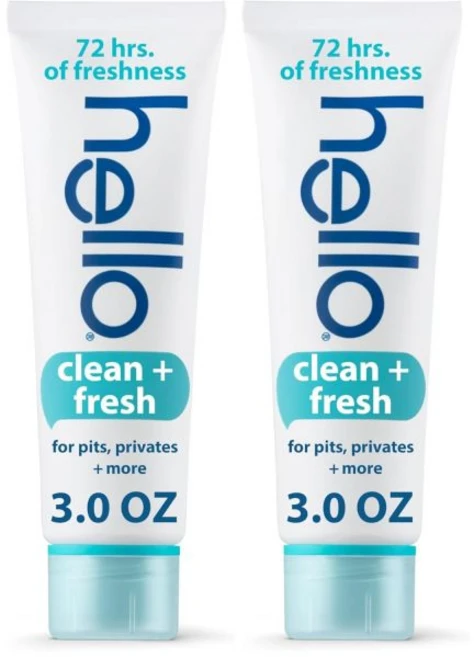 헬로 클린 앤 프레시 올 오버 전신 데오도란트 크림 여성과 남성용 알루미늄 무첨가 민감 피부에 안전 겨드랑이와 사적 부위용 3온스(2개 묶음), 헬로 클린 앤 프레시 올 오버 전신 데오도란트 크림 여, 85g - 쿠팡