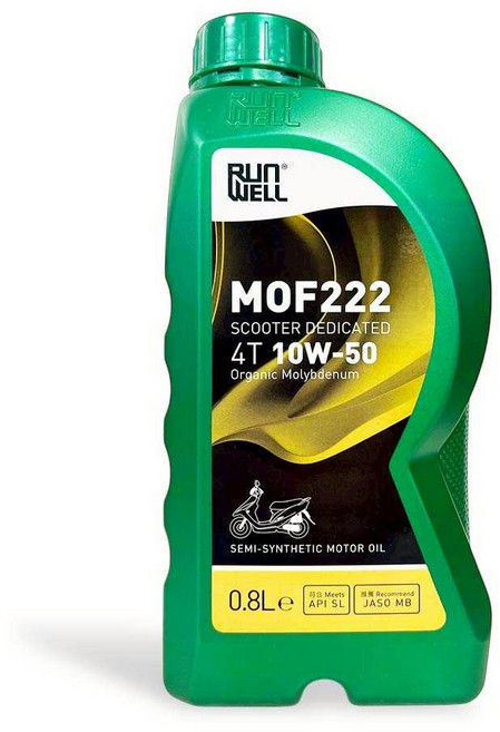 油工廠 RUN WELL MOF222 速克達專用 4T 10W50 有機鉬機油 800ml, 1個, MOF222 10W50