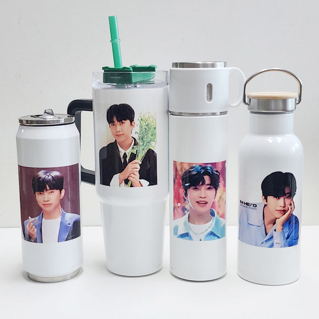 핸드디자인 임영웅 포토텀블러 사진제작 커스텀제작, 화이트, 1개, 350ml, 빨대텀블러, 원하는 사진