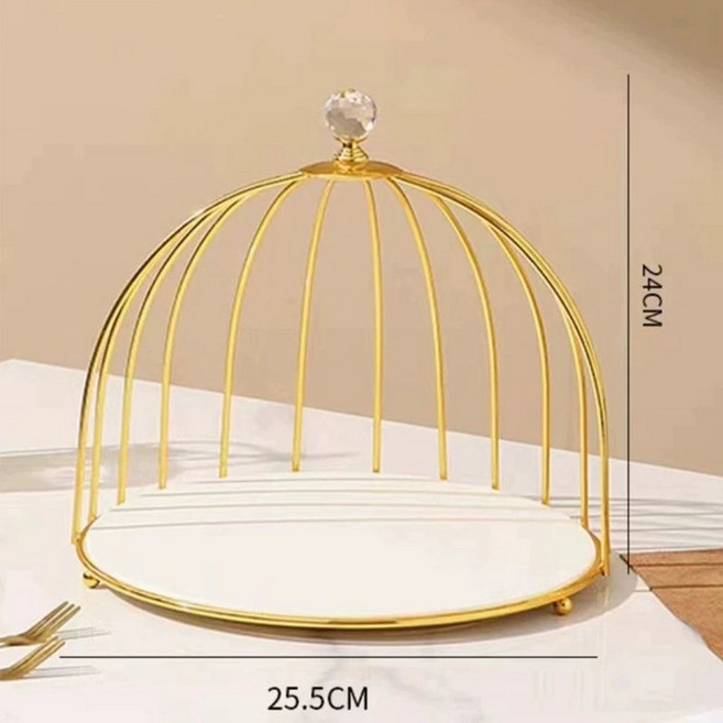 골드 메탈 세라믹 1개 받침대 2단 대형 트럼펫, 단층 대형+순백 도자기 평판