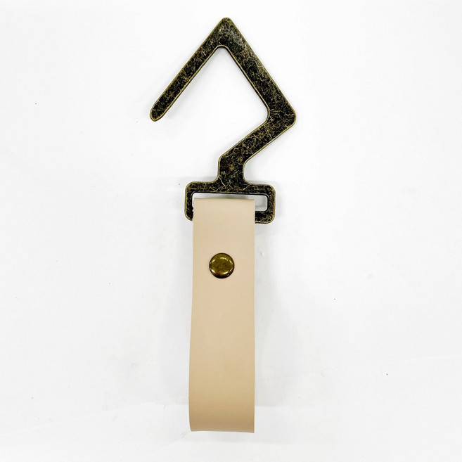 인디언 행어 캠핑 가죽 고리 오픈형 걸이대 캠핑용품 걸이, 스트랩 2 X 16cm / 후크 5 X 6cm, 1개, 베이지