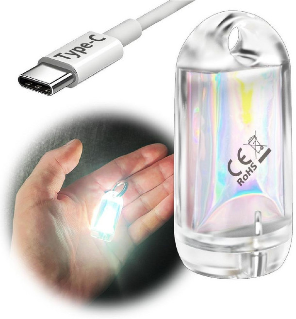 DOKEEP 미니 라이트 LED 초경량 소형 손전등 USB 충전식, 화이트/레드 글리터 (1개)