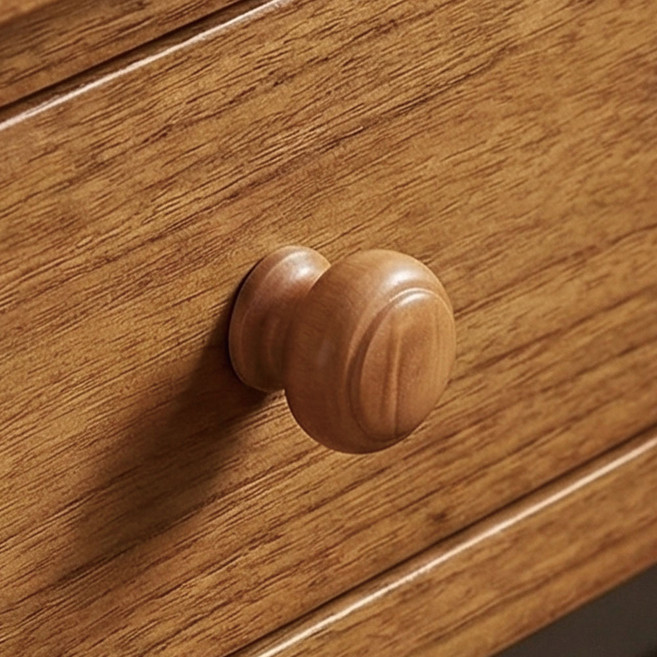 공간뉴데이 원목 붙박이장 문고리 가정용 원형 문손잡이, 4개, 우드