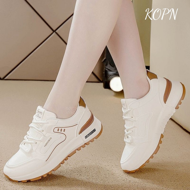 여성용 봄 캐주얼 스니커즈 가벼운 운동화 아칸화 여성 두꺼운 바닥 미끄럼 방지