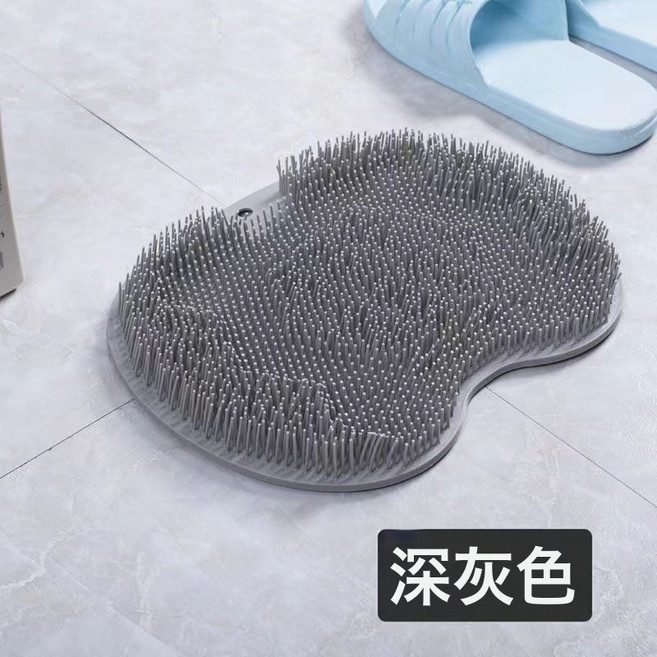 DFMEI 搓澡神器硅膠懶人搓背洗澡刷後背按摩不求人浴室吸盤擦背貼牆腳墊, 普通款灰色:如圖, 1個