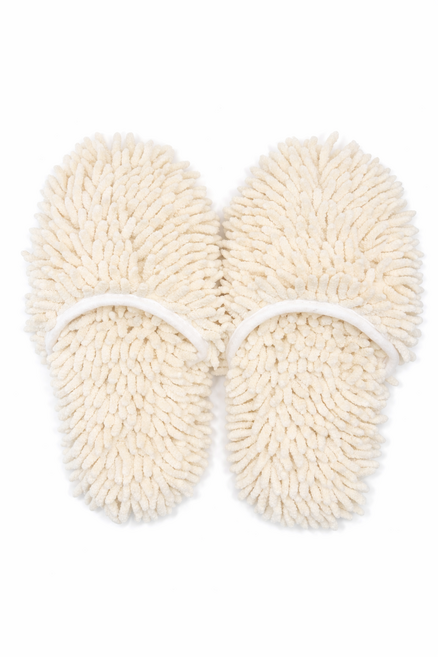 청소슬리퍼 폭신한바닥 층간소음방지 셔닐원단 물기흡수실내화 반려동물 털 머리카락 정리되는 거실화, 베이지, 1개