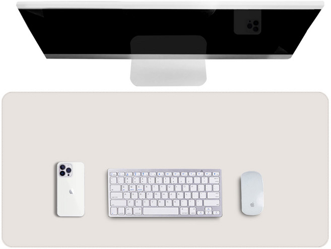 위어셀 가죽 데스크 와이드 장패드 마우스패드 논슬립 키보드 매트, M 사이즈(80cm*40cm), 1개, 아이보리