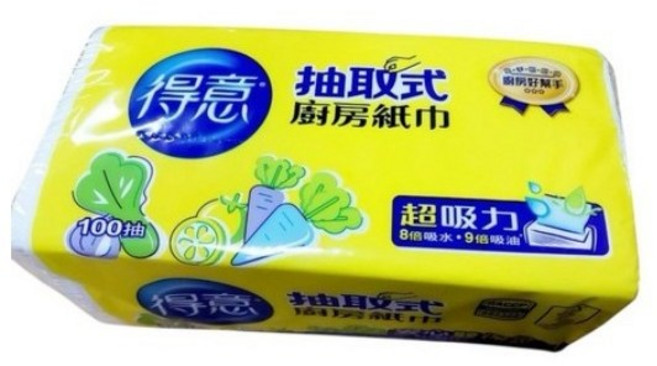 得意 抽取式廚房紙巾, 1個, 100張