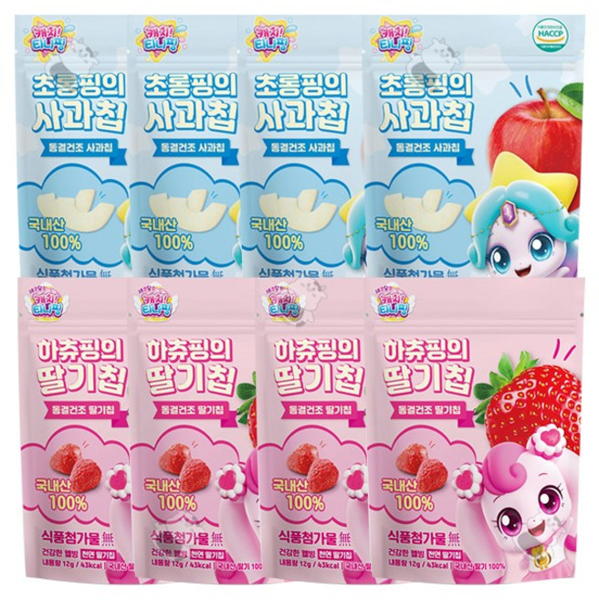 캐치티니핑 하츄핑의 딸기칩 2개 + 캐치티니핑 초롱핑의 사과칩 2개, 54g, 2세트