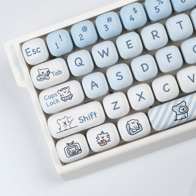 52QUAD 빵키캡 키캡 투명 클릭커 컴퓨터자판꾸미기 키보드 식빵 청축, 예, 줄무늬 강아지 혼합 포장, 없음