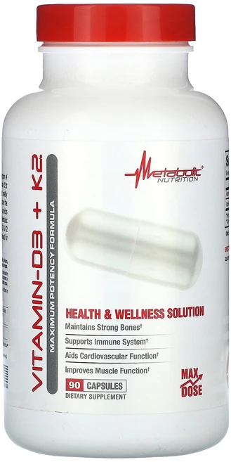 메타볼릭 뉴트리션 Metabolic Nutrition 비타민D3 + K2 캡슐 90정120566원산지:기타, 90 개, 1개 - 쿠팡