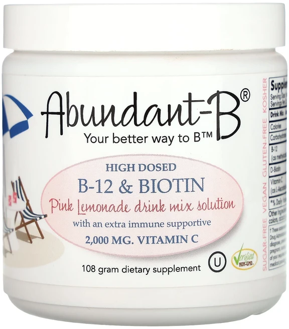 Sufficient C Abundant-B 고용량 B-12 및 비오틴 드링크 믹스 핑크 레모네이드 108g, SufficientCAbundantB고용량B12및비오틴, 1개 - 쿠팡