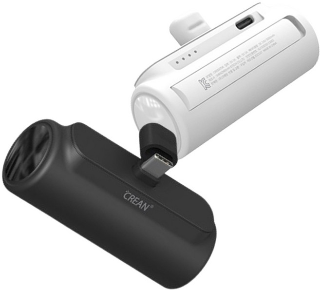 [CREAN] 미니 보조배터리 (C-타입), 블랙, 1개