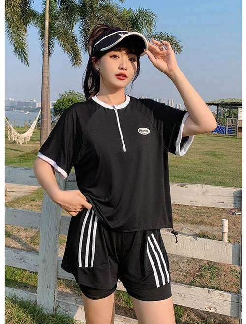 梨卡 大尺碼多件式泳裝 遮肚顯瘦款 運動休閒泳衣, 【CR937】體重50-70KG