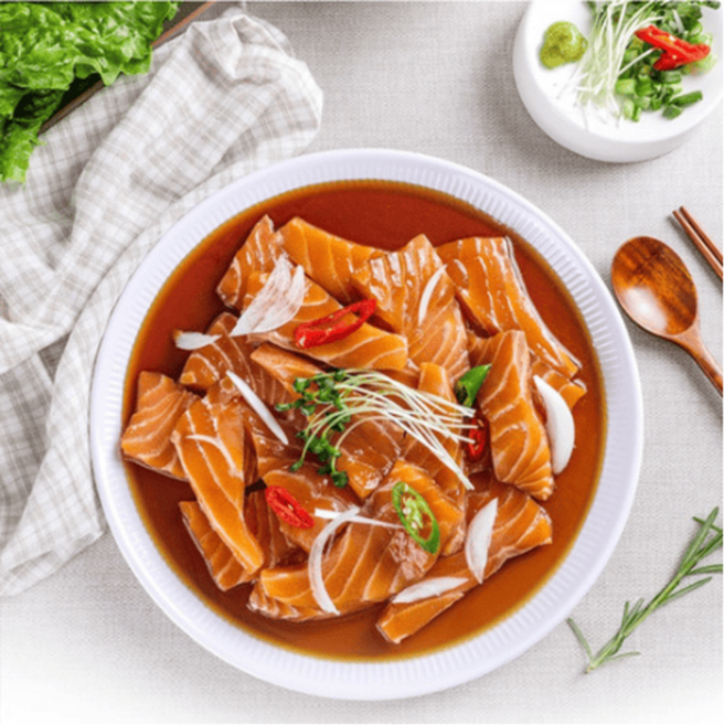 B 순살연어장 1kg 연어순살 간장연어장 냉장 노르웨이 청정자연 연어, 1개