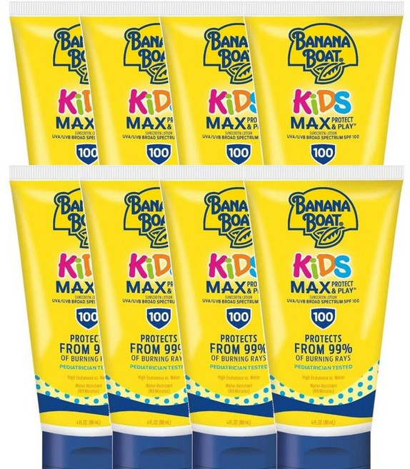 바나나보트 Banana Boat 키즈 맥스 프로텍트 & 플레이 선스크린 SPF 100 내수성 80분, 118ml, 48개