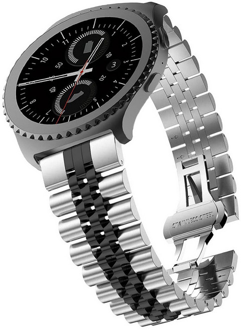 GATETOCN 갤럭시워치 7 울트라 애플워치 S10 호환 메탈스틸 밴드 스트랩, 실버 + 블랙, 1개