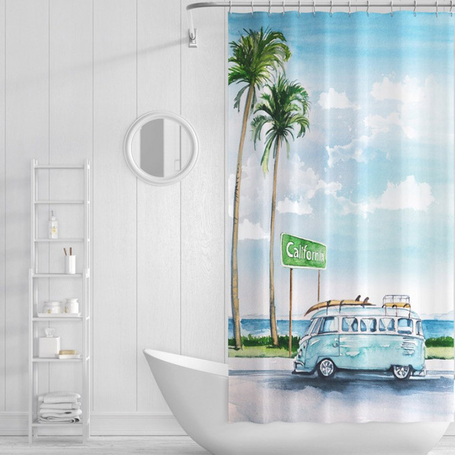 샤워커튼 캘리포니아 / 국내 당일발송-신데렐라 데코