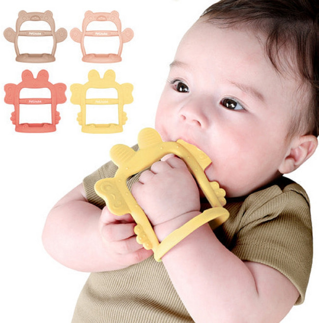 1+1 (한정수량 300개) 국내생산 쁘띠누베 실리콘 곰 꽃게 손목 치발기 아기치발기 동물치발기, 손목치발기, 옐핀옐로우, 2개