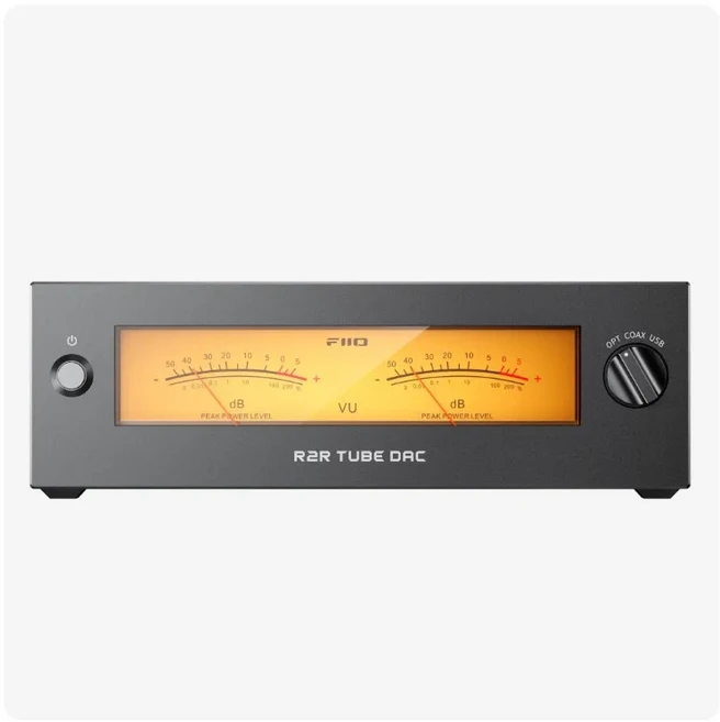 FiiO WARMER R2R 데스크탑 DAC 헤드폰 앰프 384kHz 32Bit DSD256 고해상도 오디오 튜브 버퍼 레트로 VU, 01 검정색