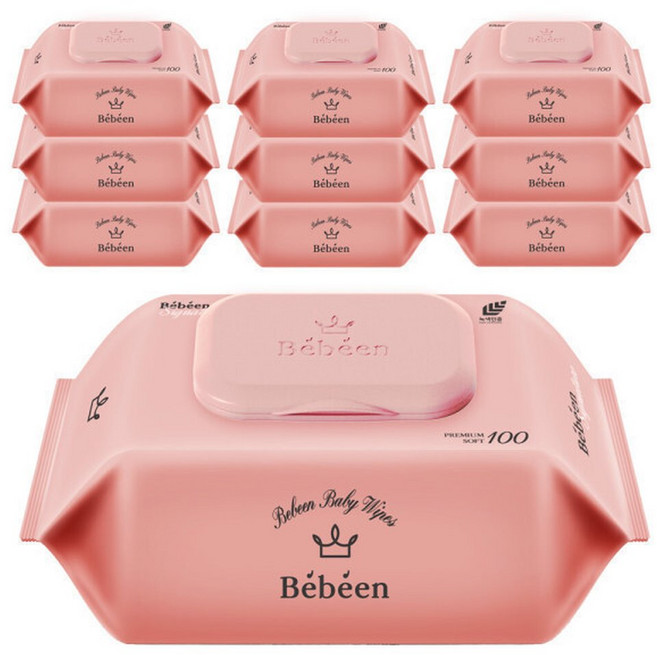 Bebeen 시그니처 유아물티슈 캡형, 50g, 100매, 10개