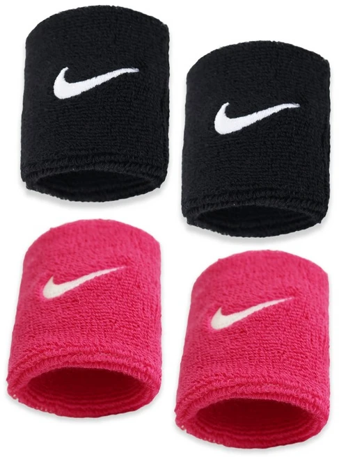 나이키 스우시 클래식 손목밴드, 블랙+비비드핑크, 4개 - 쿠팡