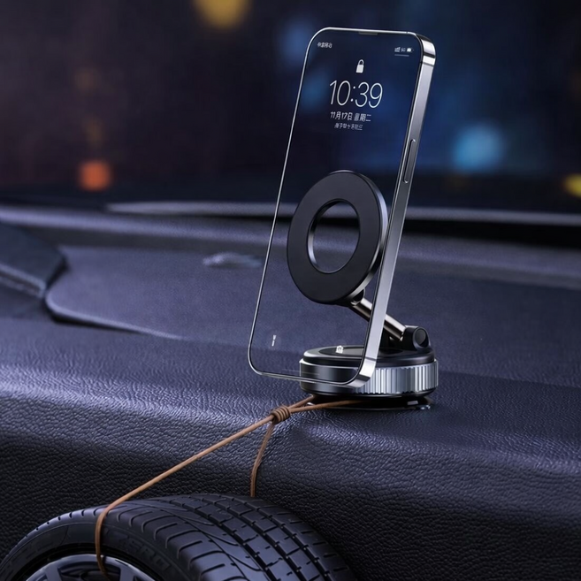 폴엠버스 맥세이프 차량용 회전접이식 초강력흡착 거치대, 화이트, 1개