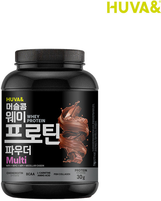 휴바앤 머슬콩 프로틴 멀티 WPI+WPC 단백질보충제 헬스보충파우더 쵸코맛 1kg, 1개