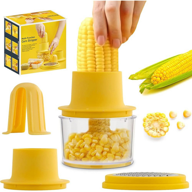 OLEKURT 옥수수 필러 도구 스트 위의 노란색, Corn Stripper Peeler