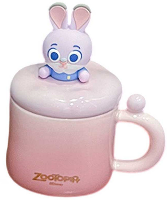 StarR 주토피아 뚜껑 머그컵 350ml, 1개, 핑크주디