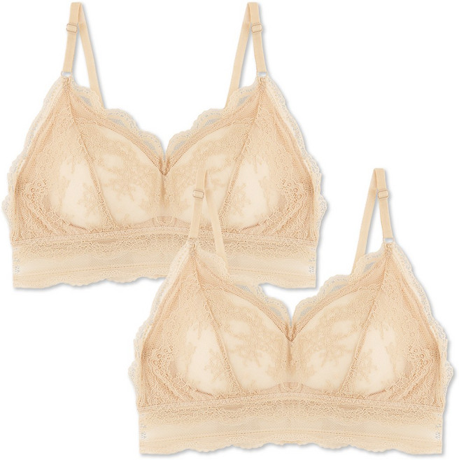 [애프터문] 노와이어 시스루 레이스 브라렛 2매 세트