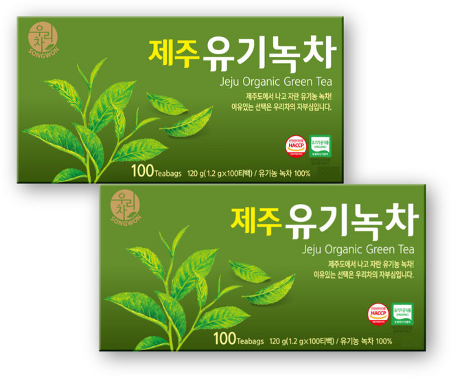 우리차 제주 유기녹차, 1.2g, 100개입, 2개