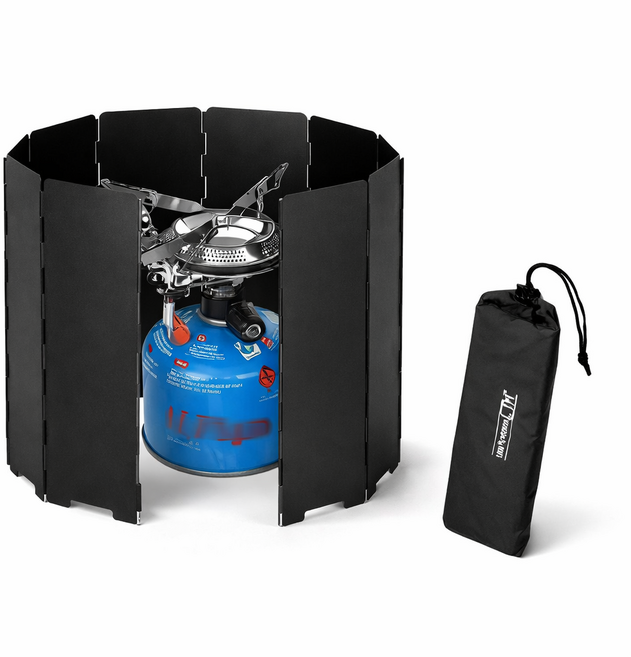 누아픽 캠핑용 휴대 접이식 버너 바람막이, 1개, 블랙