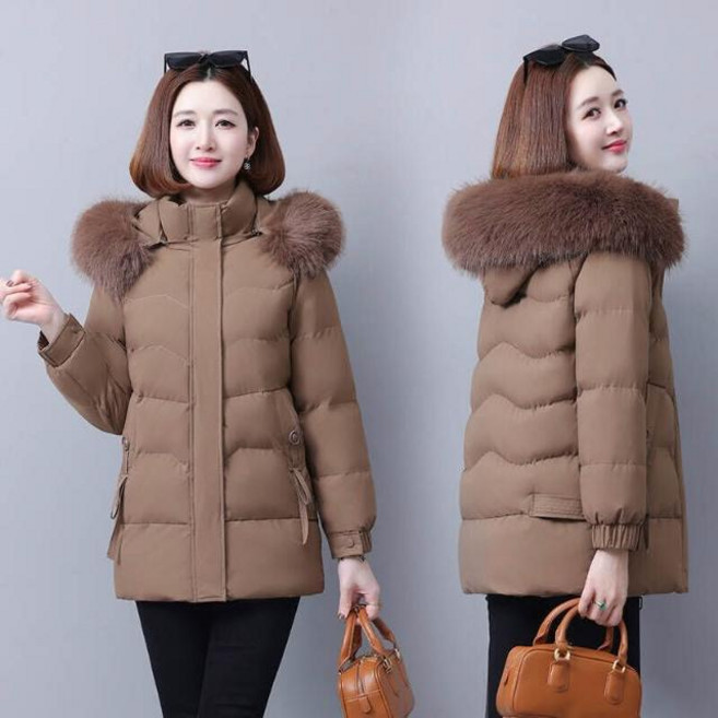 連帽鋪棉防風外套 中長版保暖外套