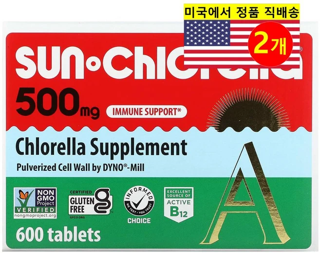Sun Chlorella 클로렐라 500mg 600정, 2개 - 쿠팡